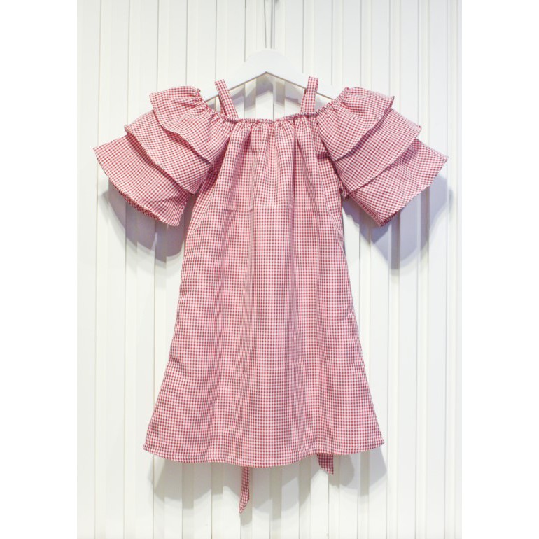 Đầm hai dây rớt vai tay phồng dễ thương cho bé gái, chất liệu cotton mềm mại, mát mẻ, thoáng mát mồ hồ tphcm- Jadiny