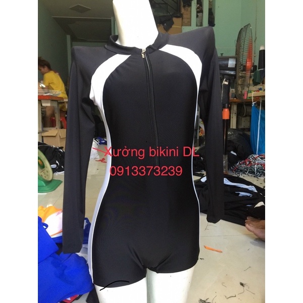 Bikini một mảnh quần đùi tay dài liền người liên thân kín đáo thun lạnh cao cấp - MOM305 - R