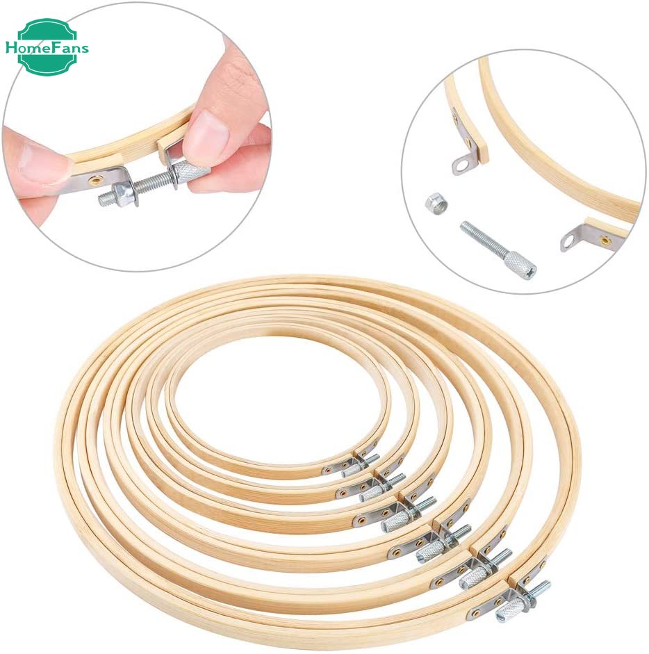 Khung thêu tròn bằng gỗ tre 6 kích cỡ có thể điều chỉnh