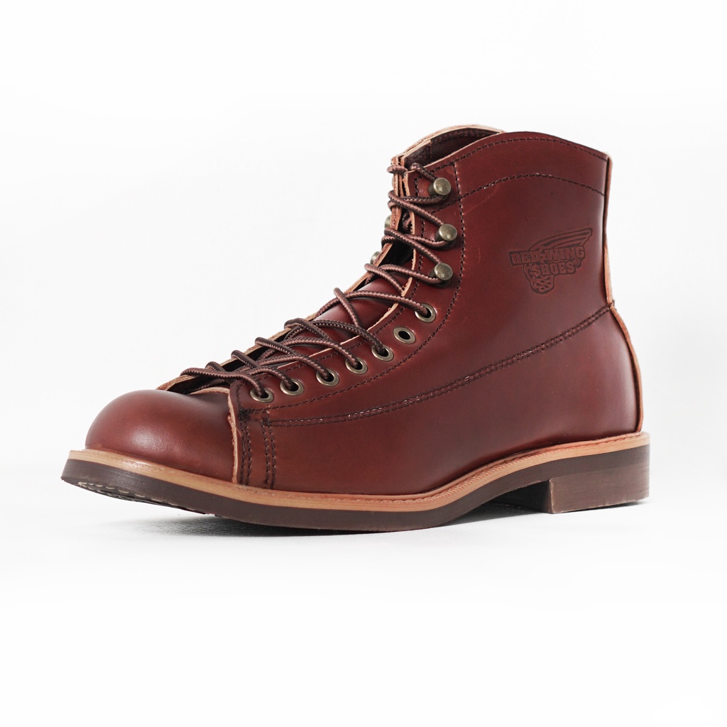 Giày boot nam REDWING LINEMAN cao cổ màu nâu, giày phượt da bò thật TONKIN