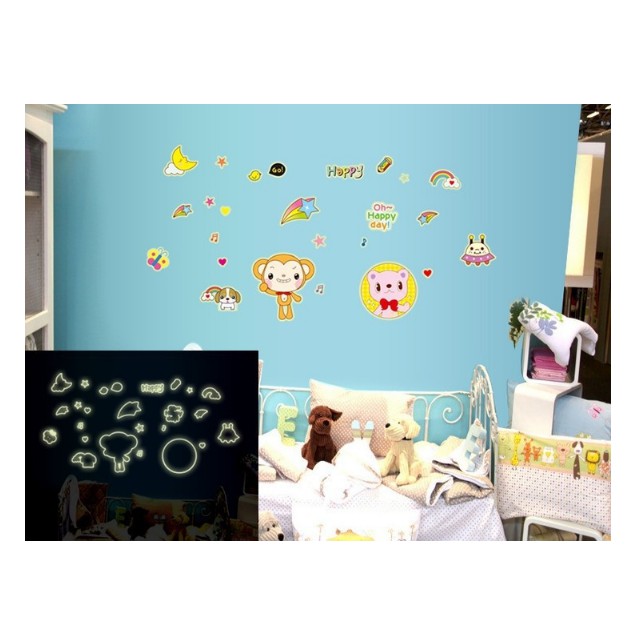 Decal trang trí tường - Thú Vui Nhộn Happy - DẠ QUANG