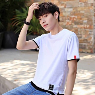 Áo phông nam tay lỡ phối đen trắng Hàn Quốc - AP04