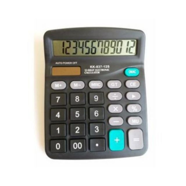 Máy tính 12 số size 14x12cm, máy tính cầm tay chuyên dụng để tính tiền sử dụng pin tiểu