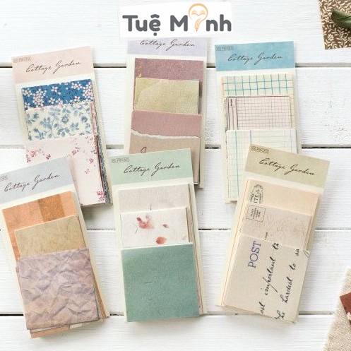 Bộ 60 tờ giấy trang trí retro, kraft Vintage làm Bullet journal, bưu thiếp, nhật ký STI05