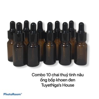 10 chai thủy tinh nâu ống bóp 10ml