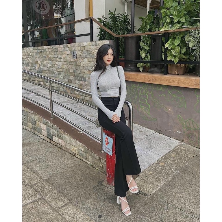 Quần Tây Ống Loe Vintage Cạp Cao Siêu Hack Dáng , Quần Loe Công Sở Chất Liệu Cao Cấp - MAY Fashion