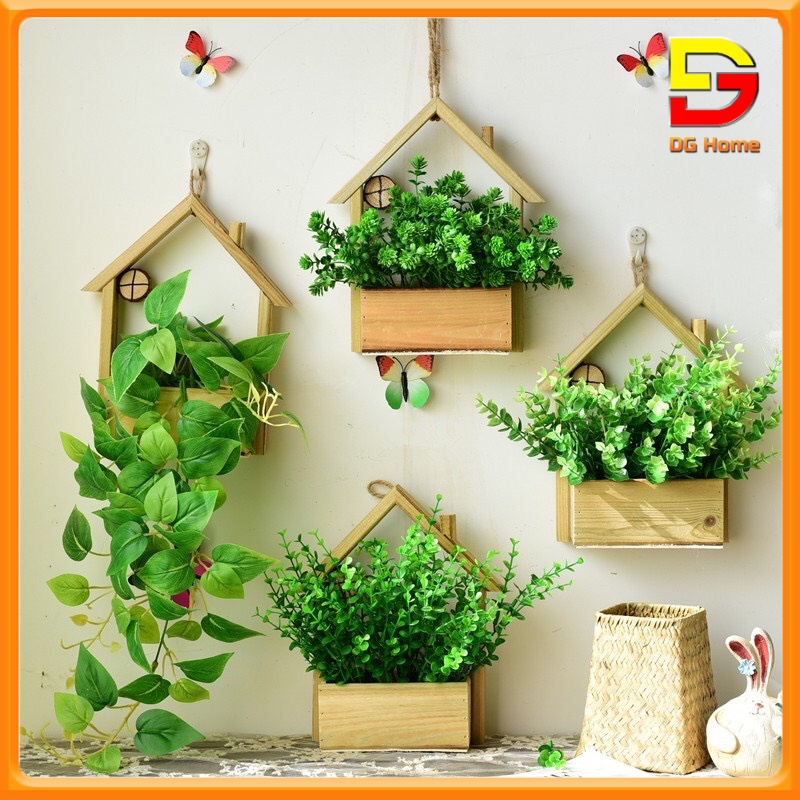 Giỏ Hoa Treo Tường Hình Ngôi Nhà Gỗ Decor Trang Trí Nhà Cửa Kích Thước 27x17.5x9.4cm TẶNG MÓC TREO