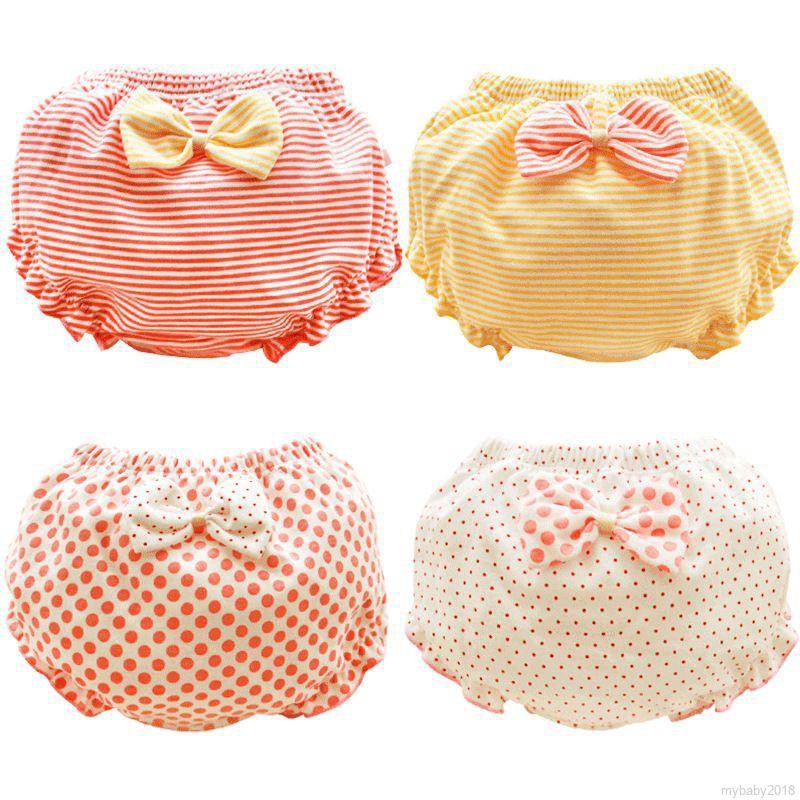 Quần Lót Cotton Chấm Bi Đính Nơ Cho Bé Gái