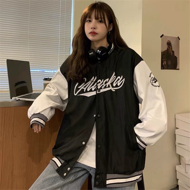 Áo khoác nữ bomber varsity jacket Alaska áo khoác bomber nam nữ kiểu dáng oversize vải loại dày Mophus MQ008P