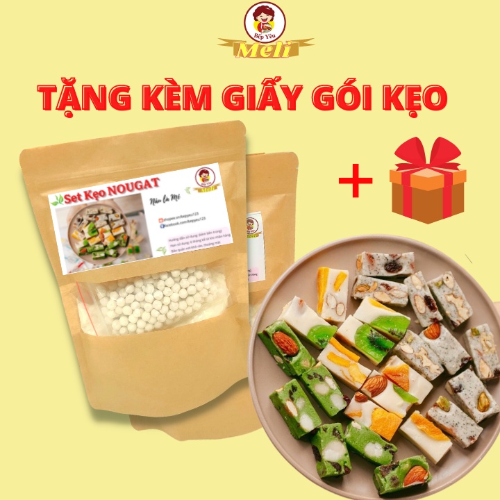 Set nguyên liệu làm kẹo nougat kẹo hạnh phúc ngon thượng hạng Bếp Meli (có đầy đủ giấy gói)