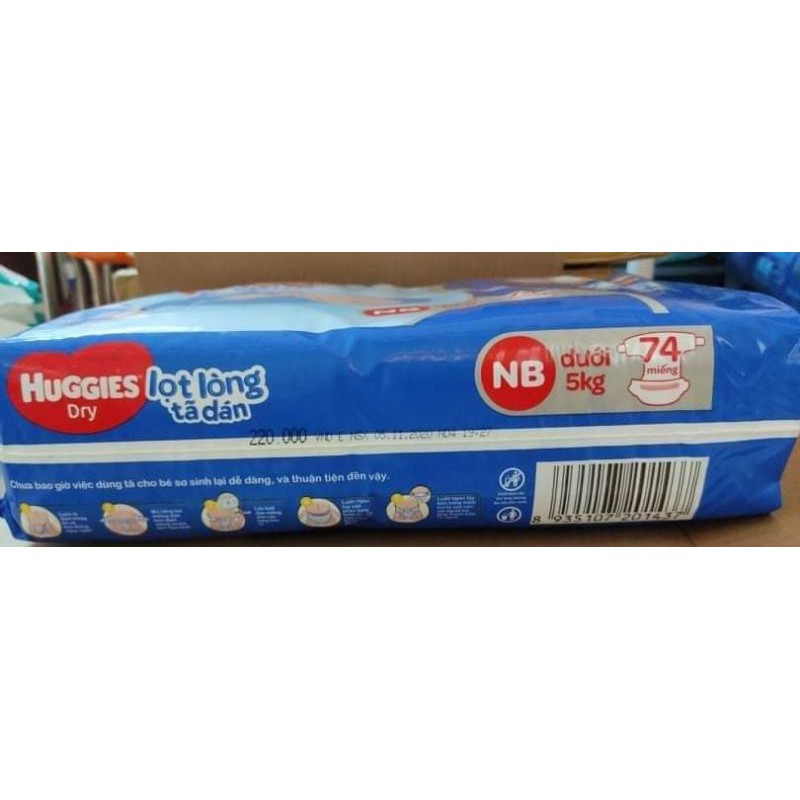 Tã dán Huggies Newborn NB74 miếng/ NB74+8 miếng.