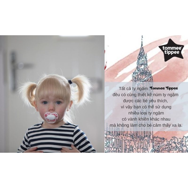 Ty ngậm cho bé Tommee Tippee Little London 0-6 tháng (vỉ 2 cái) - Hồng/Đỏ