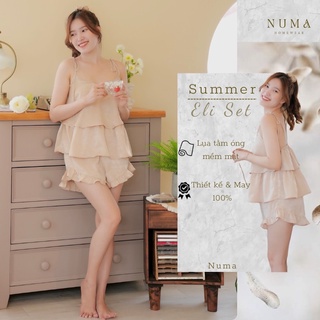 Bộ mặc nhà áo hai tầng bồng bềnh Numahomewear chất lụa cao cấp