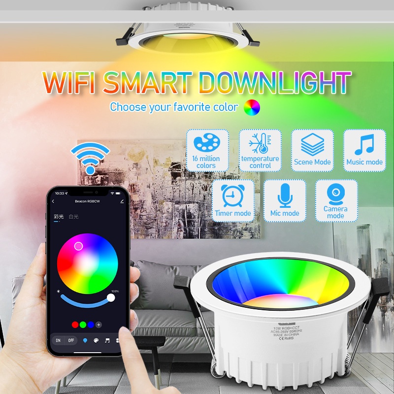 Đèn LED Chiếu Sáng Thông Minh 10W 15Wgb Kết Nối Wifi Với Alexa Google Home