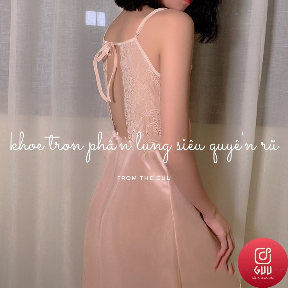 Váy ngủ 2 Dây Sexy - Đầm Ngủ Sexy Lụa Phối Ren Quyến Rũ Siêu Mềm Mại DN6165_GUU