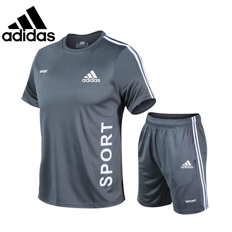 Bộ Đồ Thể Thao Adidas Áo Thun Tay Ngắn Phối Quần Short Dáng Rộng Thoáng Khí Nhanh Khô Cho Nam