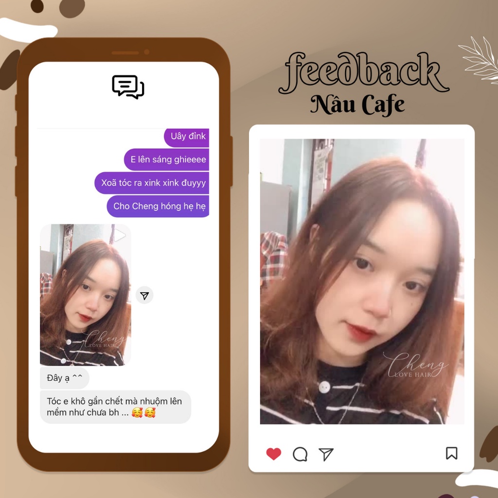 Thuốc Nhuộm Tóc Màu NÂU CÀ PHÊ - NÂU CAFE Không Tẩy | Chenglovehair, Chenglovehairs