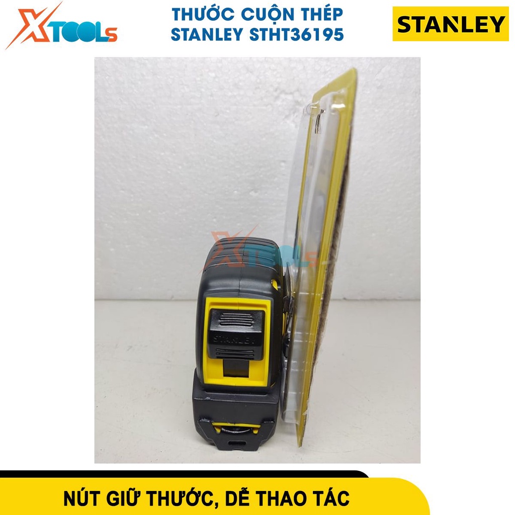 Thước cuộn thép Stanley STHT36195 8mx25mm bọc cao su siêu bền, lá dễ đọc, cấp chính xác Class II, chống vỡ mòn [XTOOLS]
