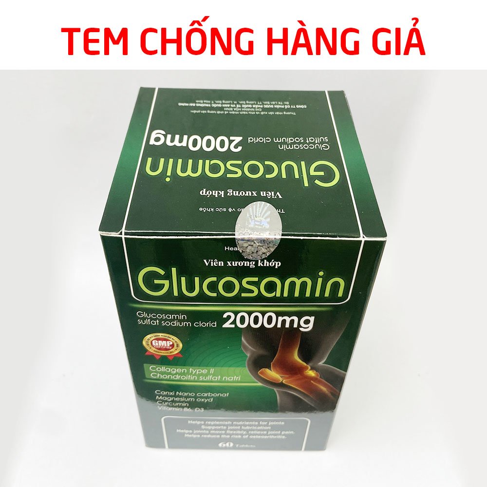 Viên xương khớp Glucosamin 2000mg giảm đau nhức mỏi xương khớp - 60 viên [Glucosamin 2000mg Xanh lá]