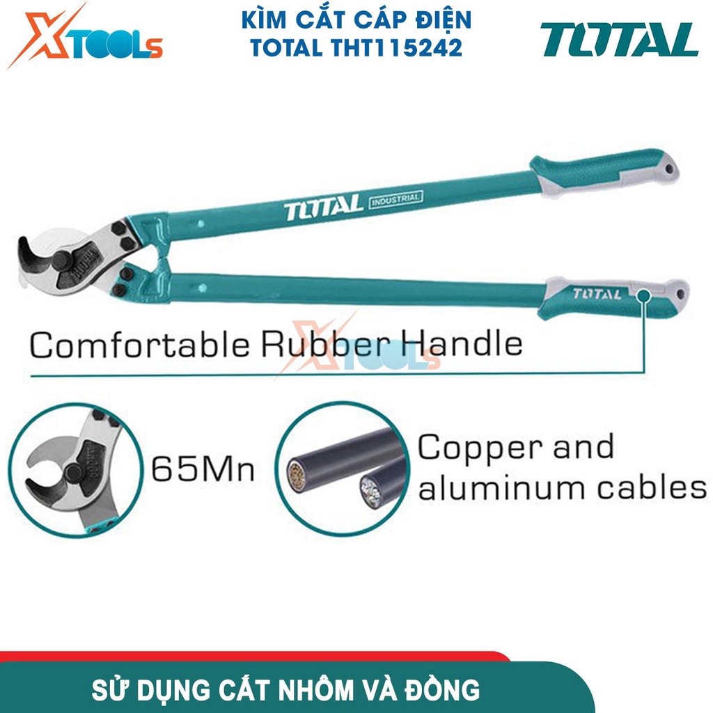 Kìm cắt cáp điện TOTAL THT115242 24 inch, kềm cắt cáp chất liệu thép Cr-Mo cắt được nhôm, đồng [CHÍNH HÃNG][XTOOLS]