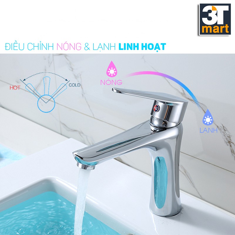 Vòi lavabo nóng lạnh sáng bóng sáng trọng C'mon HF-01