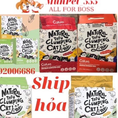 Cát đậu nành Cature cho mèo chính hãng 6l túi 2,4kg và cát Gỗ cature chính hãng