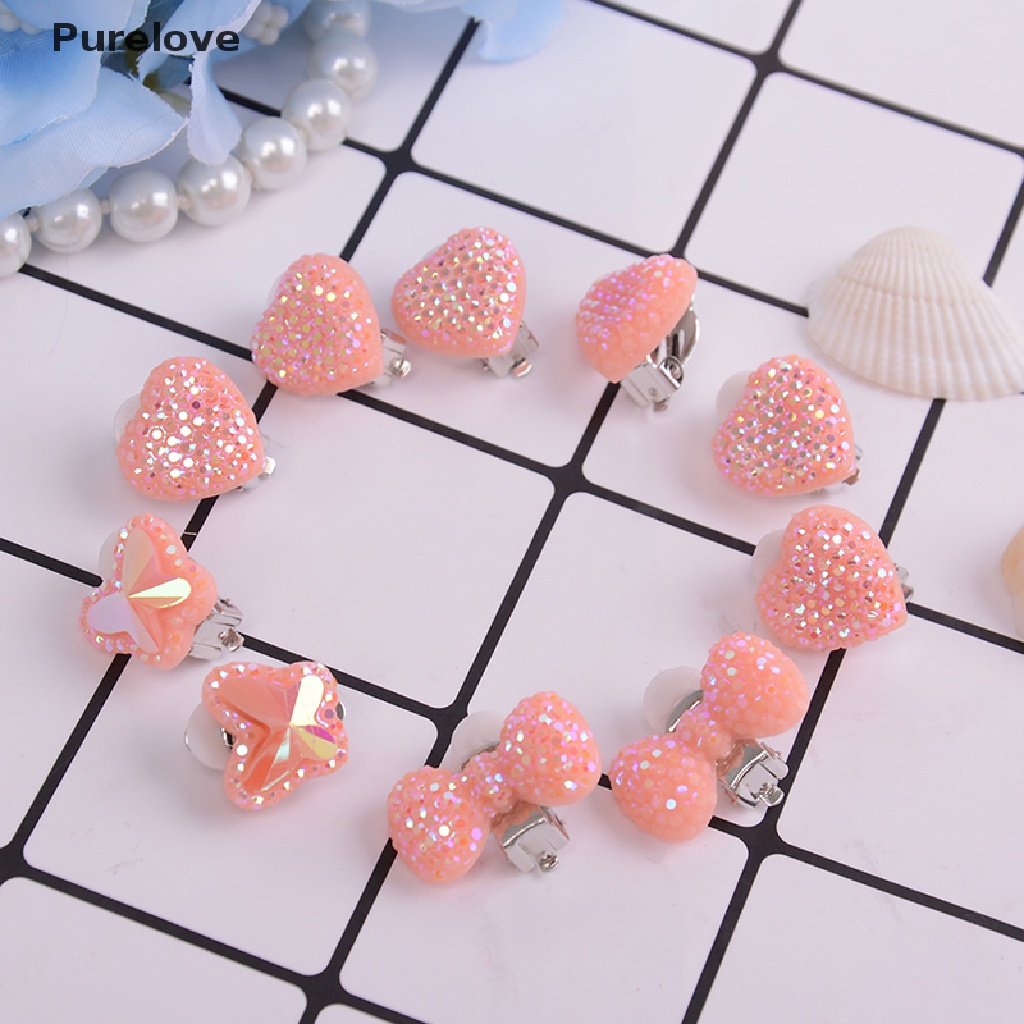 (Purelove) Khuyên Tai Nhựa resin / Nơ / Bướm Dễ Thương Cho Bé Gái Bán Chạy