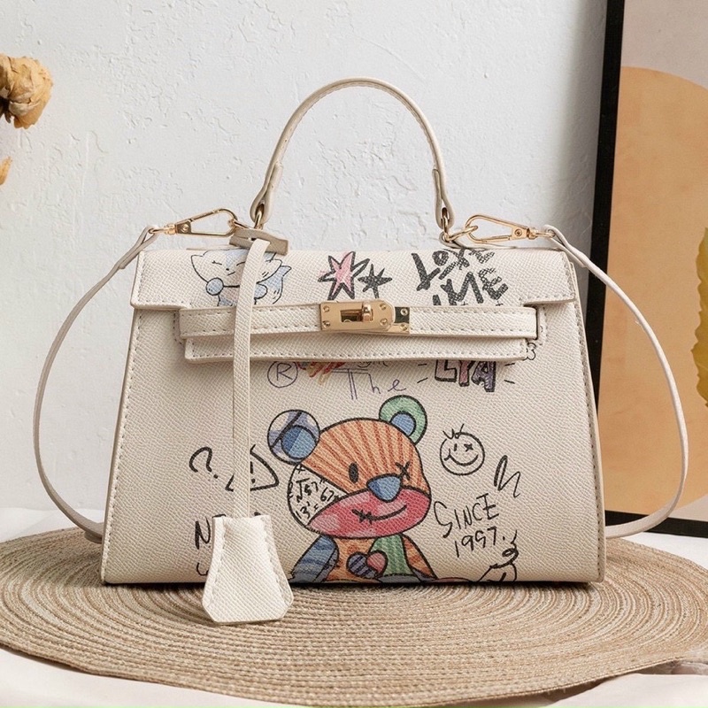 Túi Xách Nữ Đeo Chéo Hoạ Tiết Gấu, Túi Nữ Đeo Vai Dễ Thương