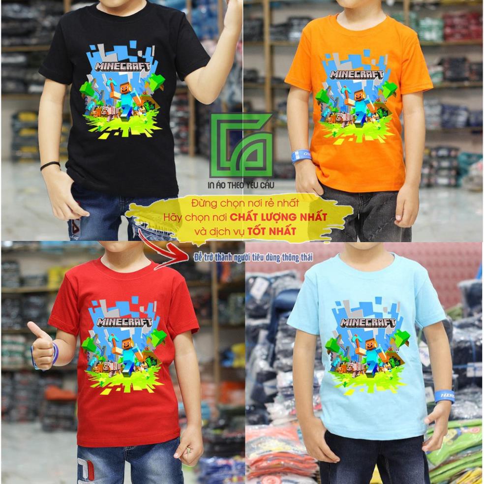 HOT - (5 màu) Áo thun trẻ em Minecraft cotton thái  / siêu hót bán chạy