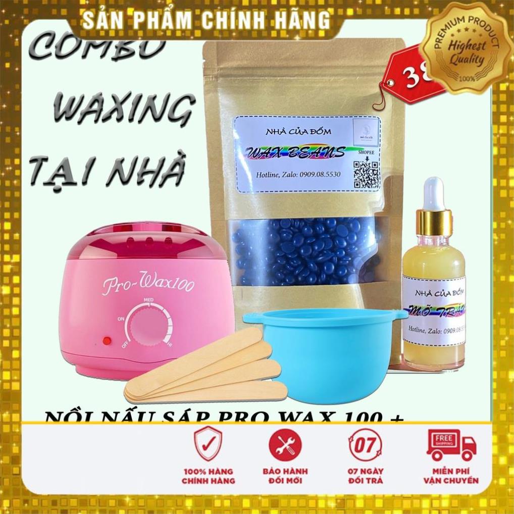 [RẺ VÔ ĐỊCH] riệt lông sáp wax nóng tại nhà+ nồi nấu sáp pro wax 100+ 50ml mỡ trăn nguyên chất + chén silicone nấu sáp