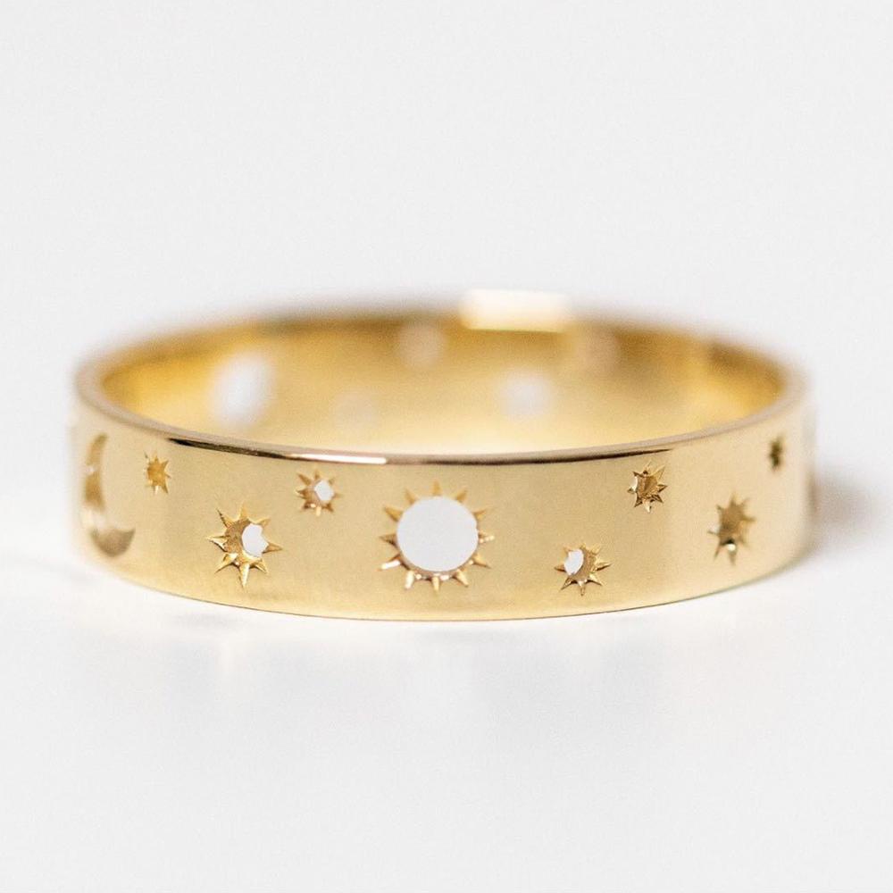 JARRED Nhẫn Đính Hôn Hình Trăng Sao Đơn Giản Sáng Tạo Thời Trang Cho Nam Và Nữ