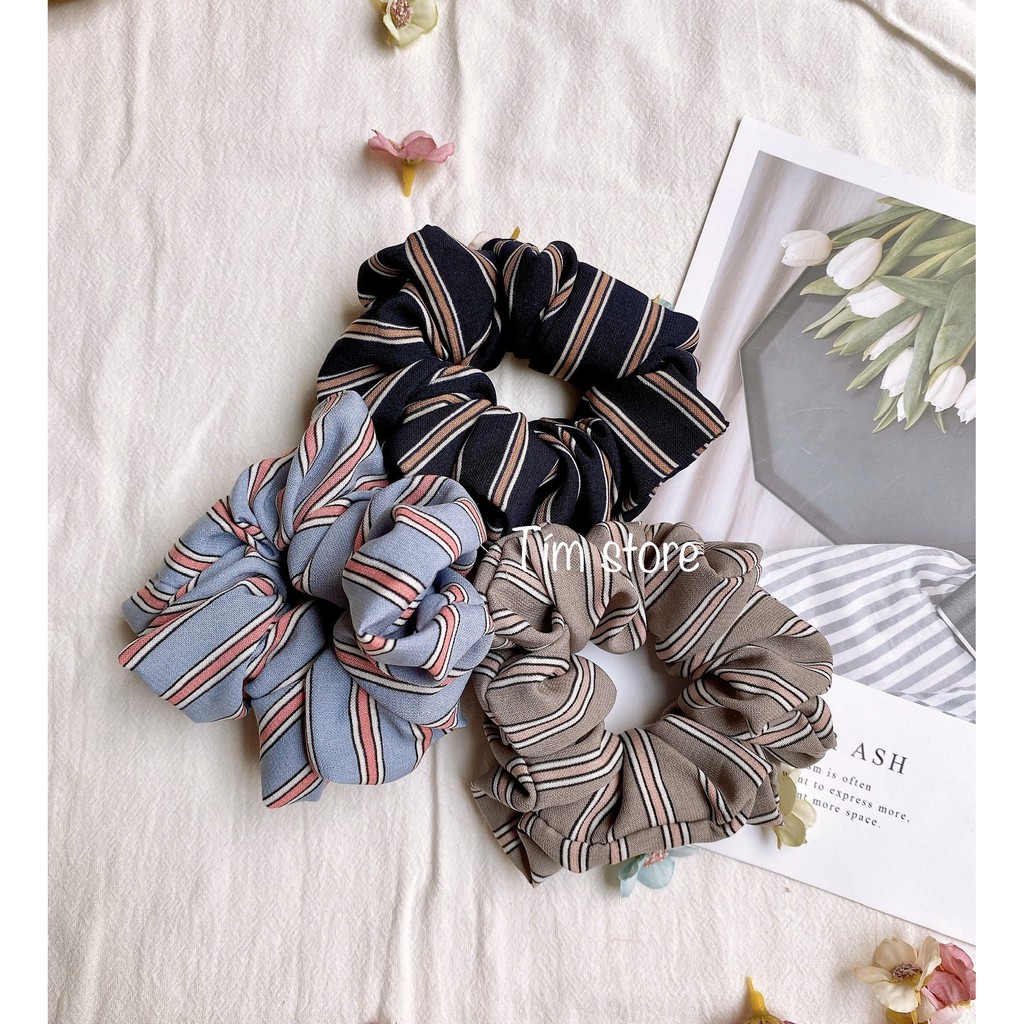 Cột tóc scrunchies satin nơ ruy băng hoạ tiết kiểu mới TIMSTORE phụ kiện buộc tóc phong cách hàn