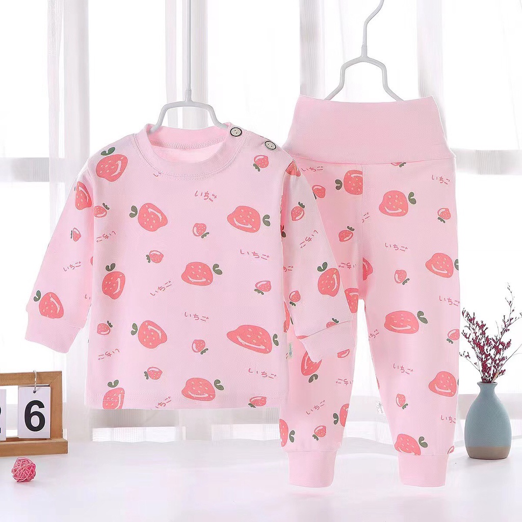Bộ cotton cạp cao giữ ấm bụng cho bé hàng qccc