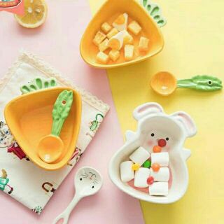 Bát Thìa Sứ Thỏ Carot Cho Bé
