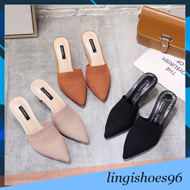 Giày cao gót bít mũi nữ - Vải len mát đế nhọn 7p - thời trang Hàn Quốc siêu HOT 2020 G002 [LINGI shoes]