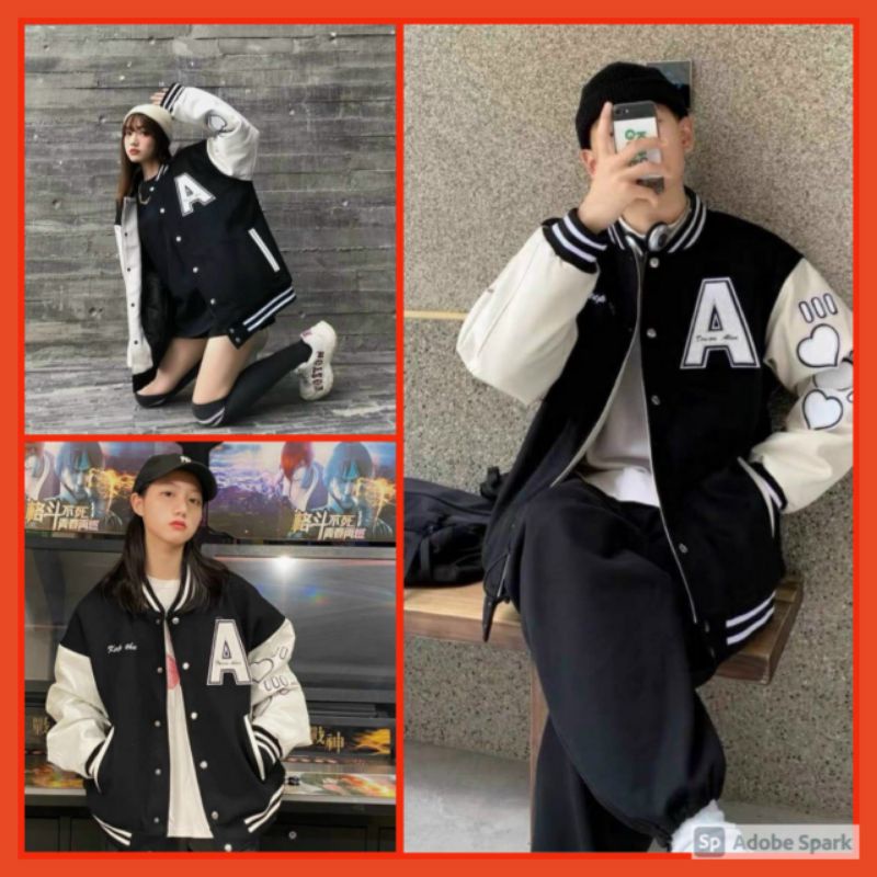 ÁO Khoác BOMBER🌺ÁO Bomber Chữ A Tay tim Nam Nữ Ulzzang Chất Đẹp