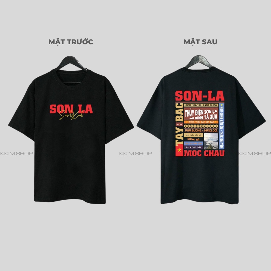 Áo thun tay lỡ SƠN LA, Áo phông 63 tỉnh thành Form rộng oversize, chất liệu Cotton KKIMSHOP