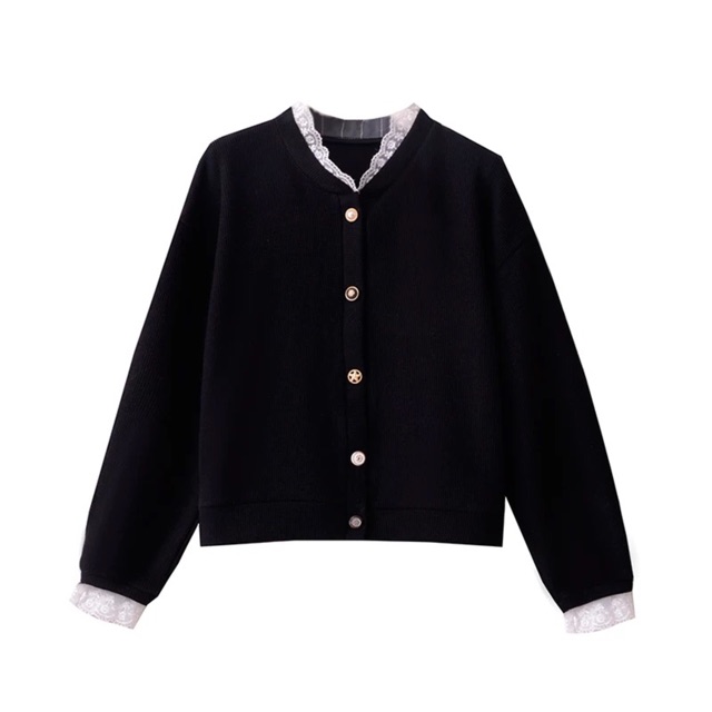 (Có sẵn) Áo len viền ren tiểu thư / Khoác cardigan len Quảng Châu (có ảnh thật) | BigBuy360 - bigbuy360.vn