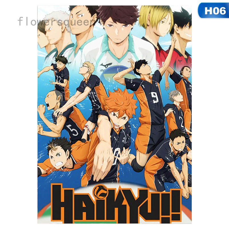 flowersqueen Tấm áp phích treo tường họa tiết phim hoạt hình Haikyuu
