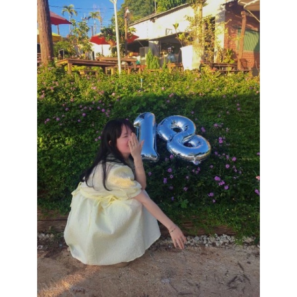 Đ21 Đầm Babydoll Trắng Hoa Ngực Nổi Có Dây Buộc Eo Cute Xỉuuu