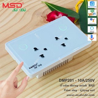Ổ CẮM WIFI GIỌNG NÓI ÂM TƯỜNG - 2 Ổ CẮM 3 CHẤU ĐA NĂNG 10A - MẶT KÍNH MÀU TRẮNG - DMP201