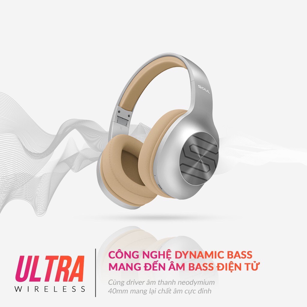 Tai Nghe Bluetooth Chụp Tai Soul Ultra Wireless Dynamic Bass - 36H Nghe Nhạc - Hàng Chính Hãng