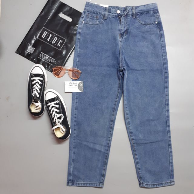 [Video ] Quần Jeans nữ baggy lưng cao Ulzzang Quảng Châu QDJ36 (Mom Jeans)