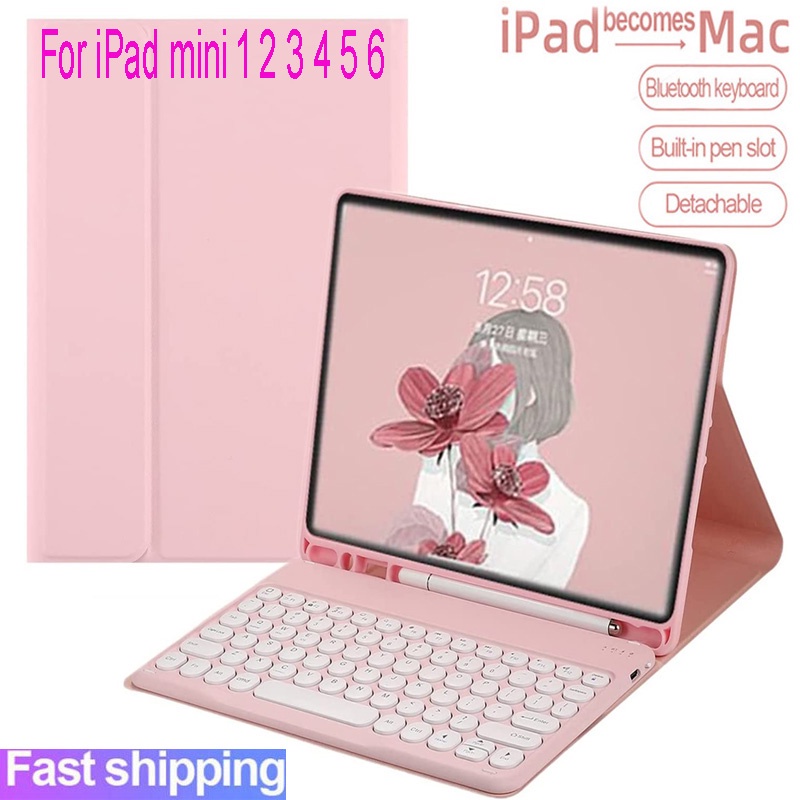 Ốp Lưng Kèm Bàn Phím Bluetooth Không Dây Và Ngăn Đựng Bút Cho Apple ipad mini 1 2 3 4 5 6