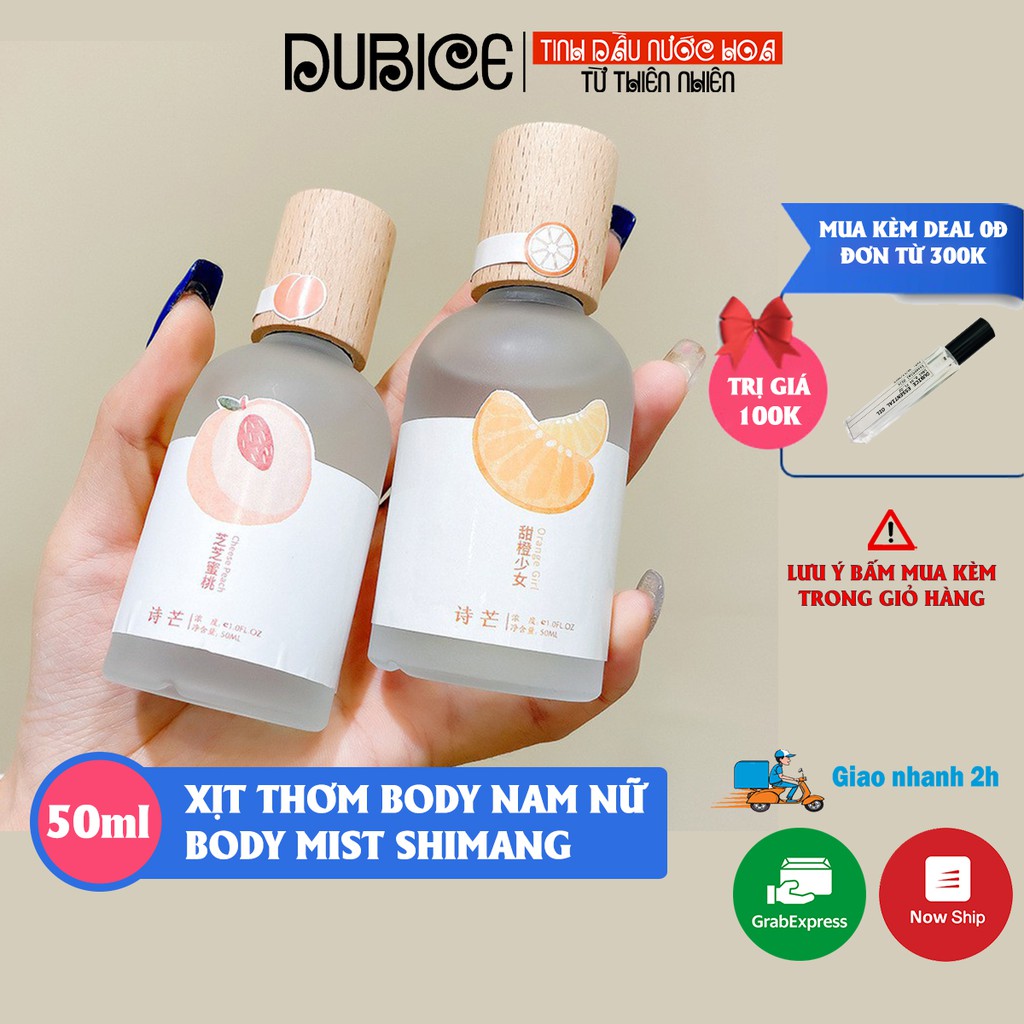 [TP.HCM] Nước Hoa Nam Nữ Xịt Toàn Thân Body Mist - Nước Hoa Nắp Gỗ Shimang Nội Địa Trung - Chai tròn 50ml