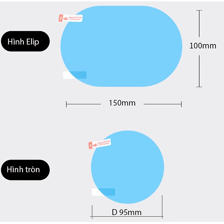 Bộ 2 miếng dán nano chống bám nước gương ô tô, miếng dán chống lóa hữu ích cho xe hơi