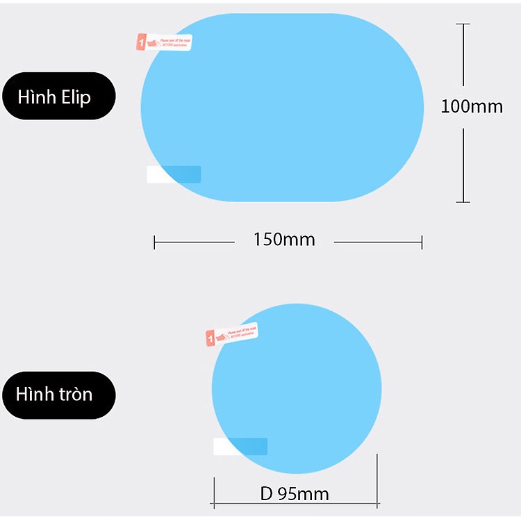 BỘ 2 MIẾNG DÁN CHỐNG BÁM NƯỚC GƯƠNG Ô TÔ _CHỐNG PHẢN QUANG
