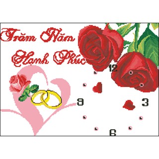 Tranh Thêu Chữ Thập Đồng Hồ Trăm Năm Hạnh Phúc