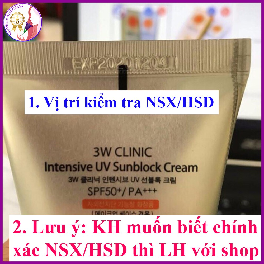 Kem chống nắng 3W Clinic Intensive UV Sunblock bảo vệ da SPF 50+ PA+++ 70ml Hàn Quốc