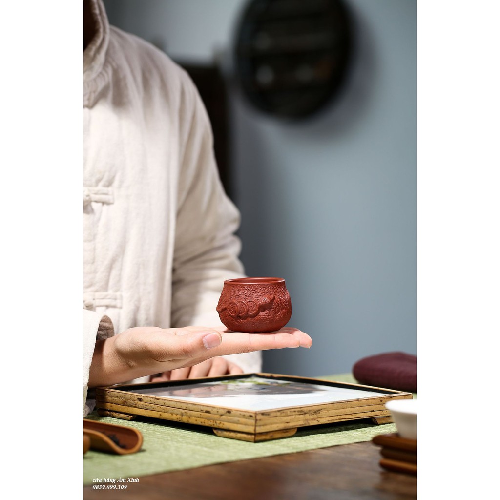 Chén Tử Sa Nghi Hưng Thiềm Thừ Chiêu Tài (Hồng Nê 80 ml)